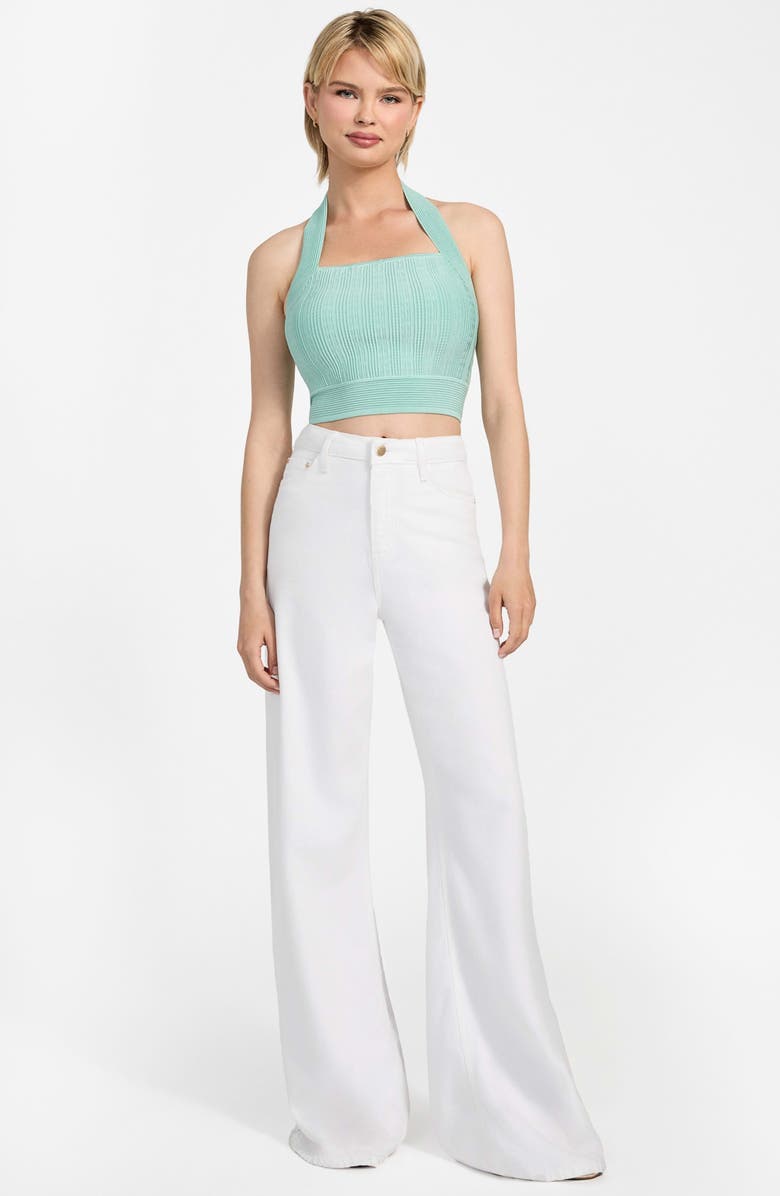 GUESS Sofie Rib Crop Halter Top, Alternate, color, Saturn Green