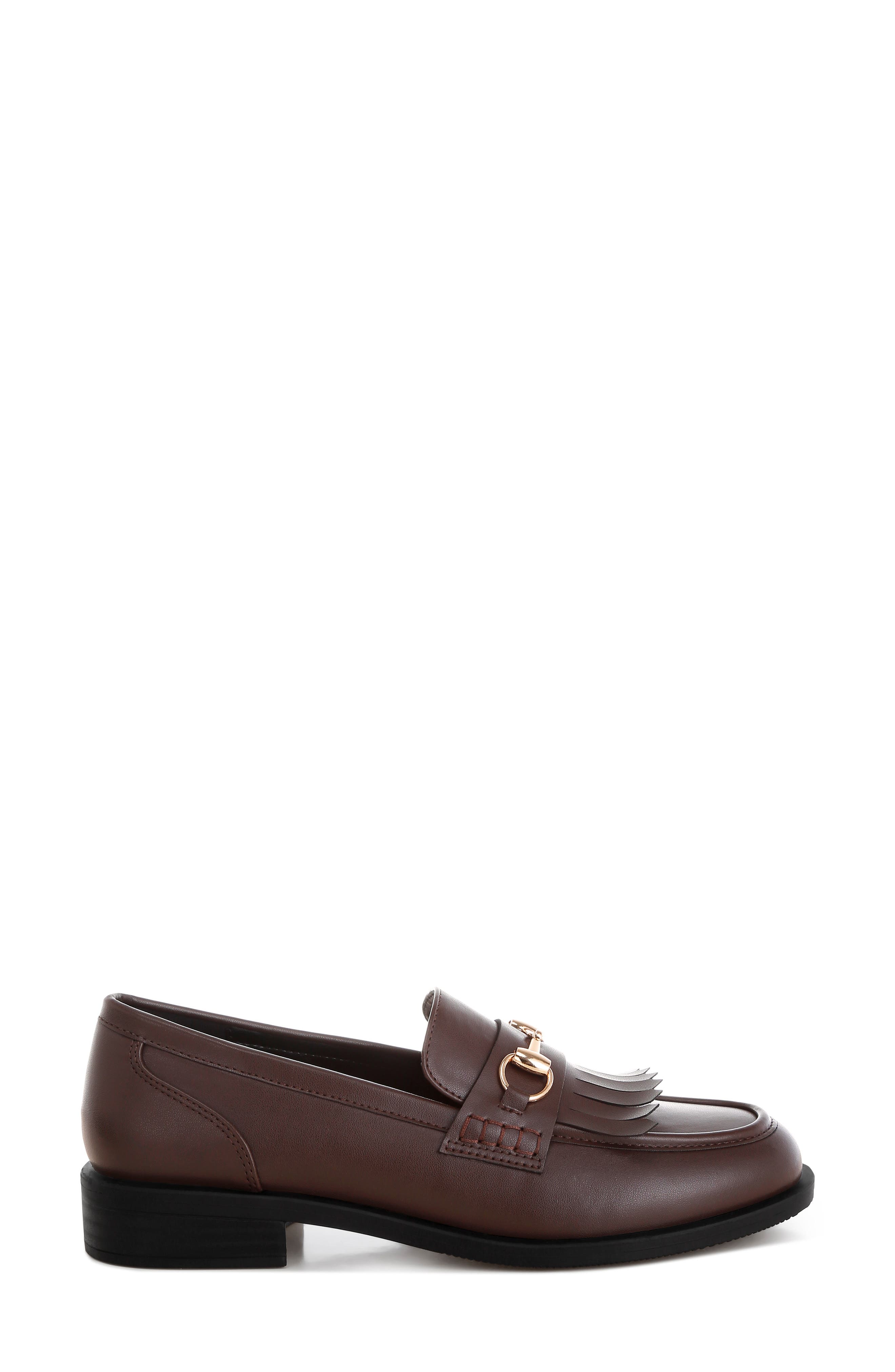 Enola Kiltie Fringe Loafer, Alternate, color, BROWN