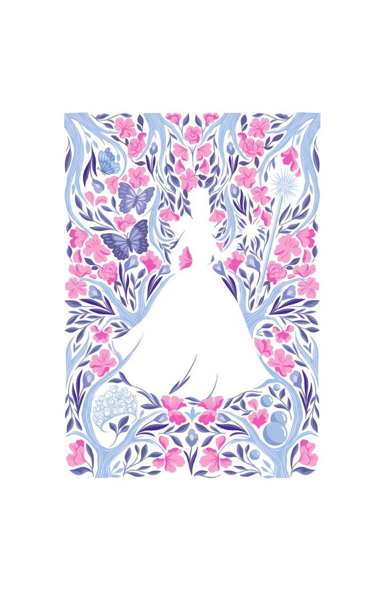 Wicked: For Good Men's Wicked For Good Glinda Floral Purple and Pink Poster  Graphic T-Shirt, Alternate, color, White