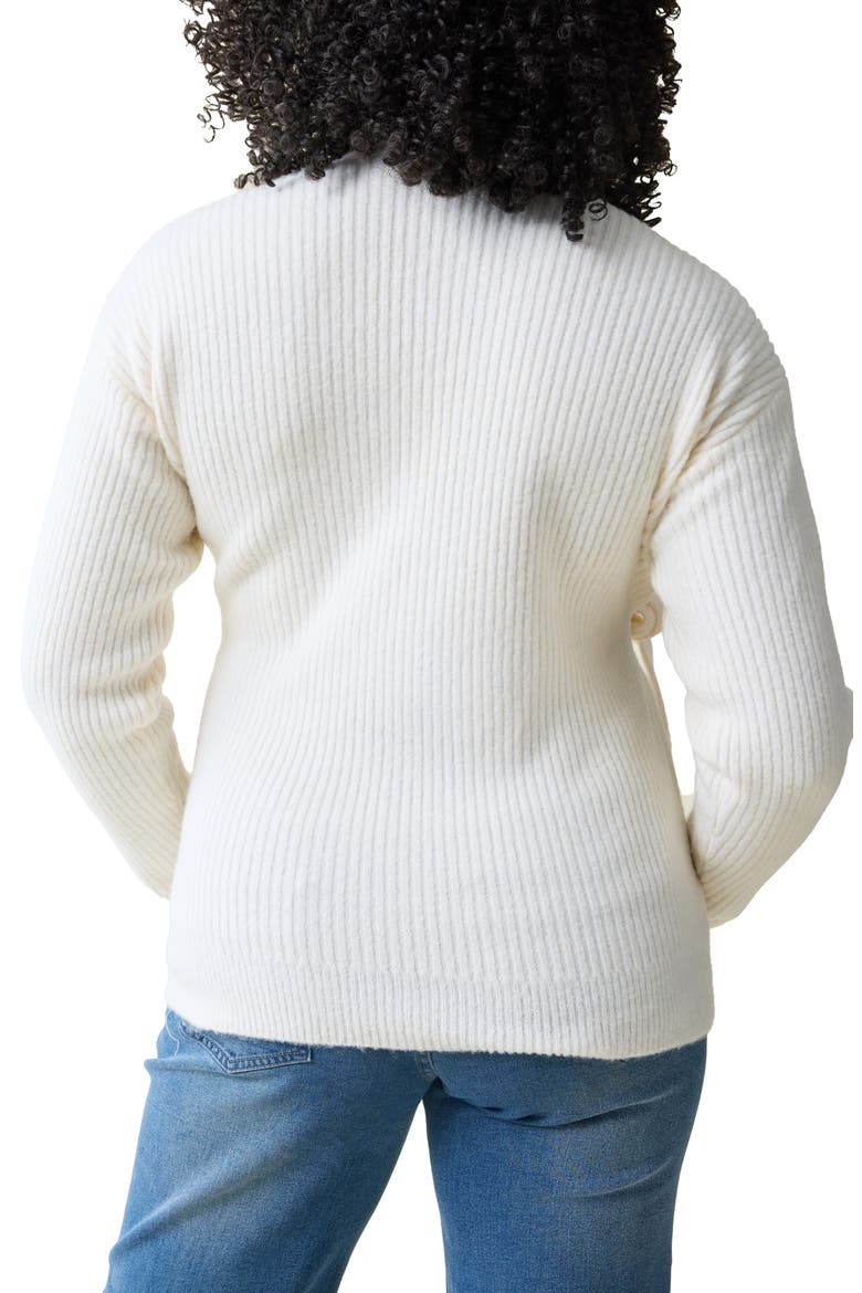Rib Maternity/Nursing Wrap Sweater, Alternate, color, CREAM