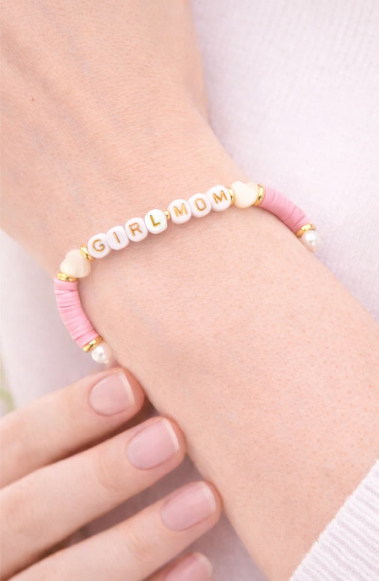 Bits & Bows Girl Mom Women's Bracelet, Alternate, color, Pink/White