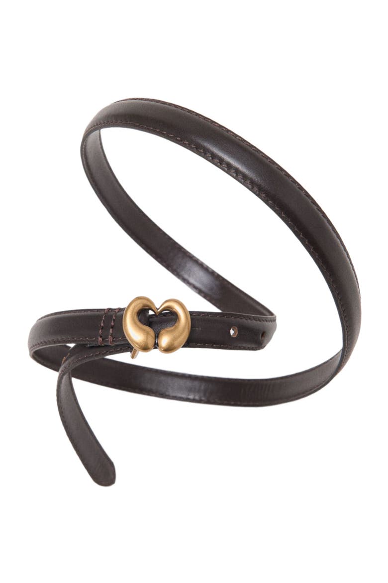 Slim leather belt, Alternate, color, Dark brown