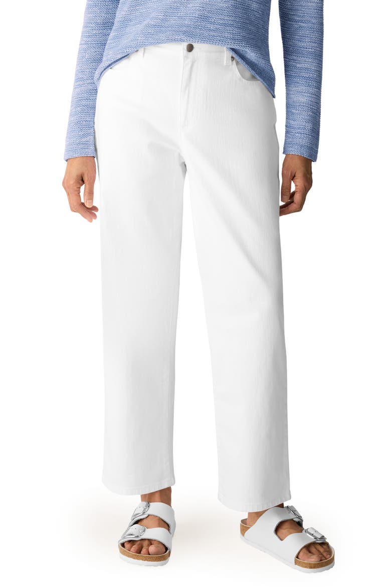 High Waist Ankle Straight Leg Jeans, Main, color, WHITE