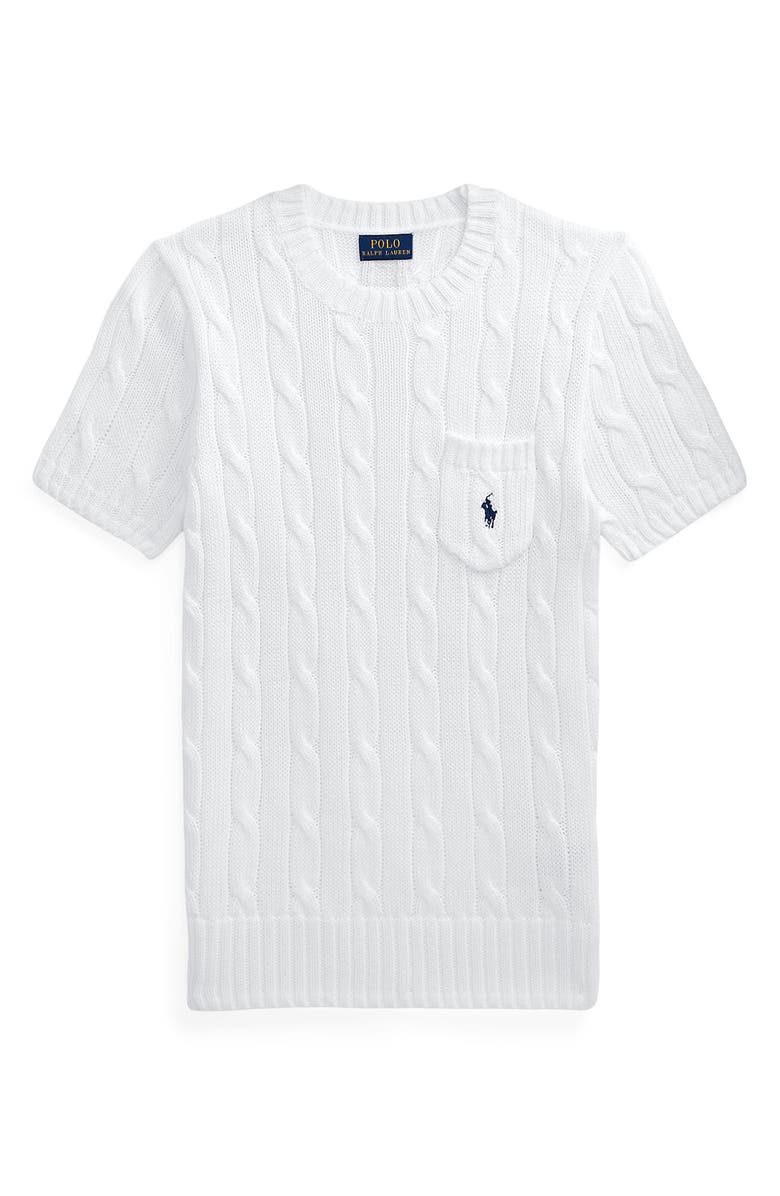 Polo Ralph Lauren Short Sleeve Cable Knit Cotton Sweater, Alternate, color, 