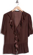 T Tahari Ruffle Short Sleeve Peplum Top