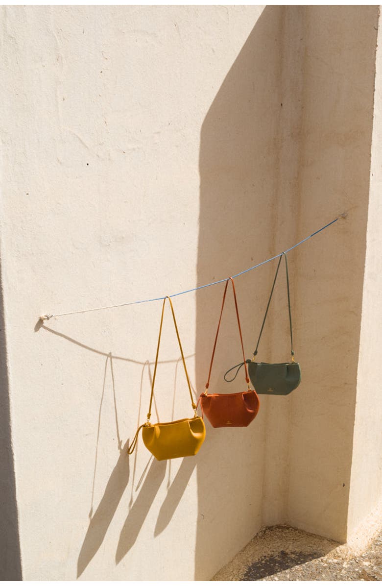 LA PORTEGNA Martita Small Leather Clutch Bag With Shoulder Strap, Alternate, color, Oxide