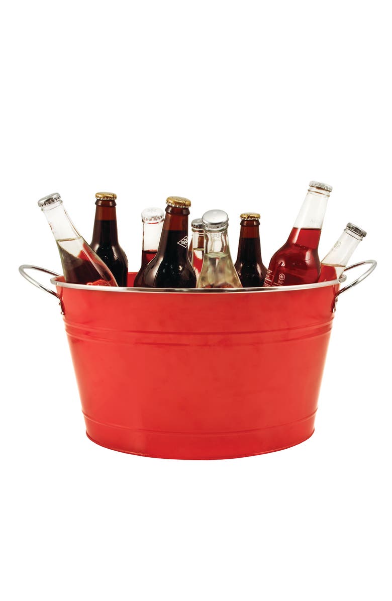 TWINE Big Red Galvanized Metal Beverage Tub, Main, color, Red