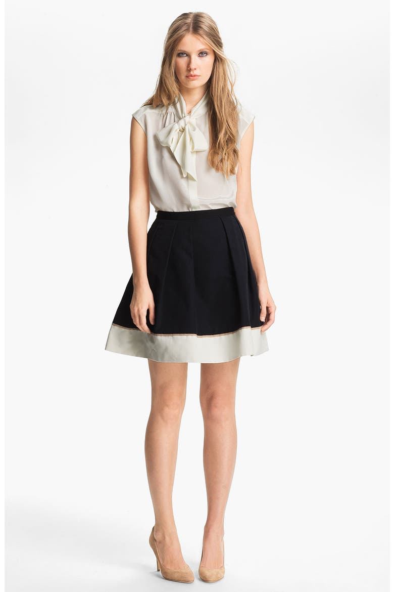 Hem Detail Faille Skirt (Nordstrom Exclusive), Alternate, color, BLACK/ NOUGAT/ IVORY
