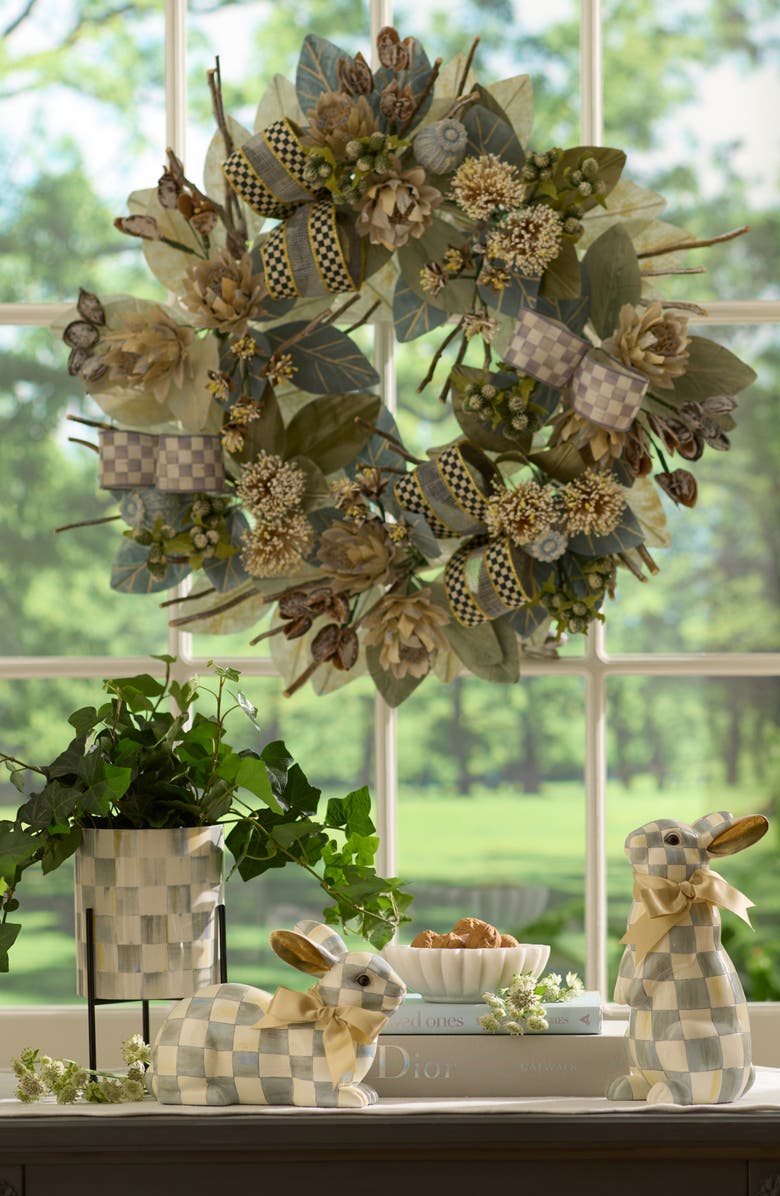 MACKENZIE CHILDS Sterling Check Resting Bunny, Alternate, color, Grey