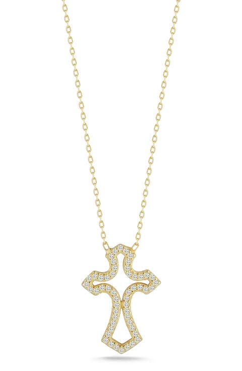 Cubic Zirconia Open Cross Pendant Necklace