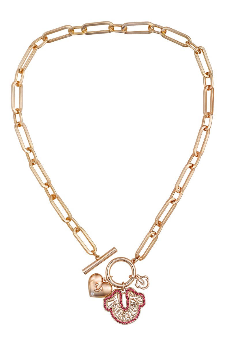 True Religion Charmy link necklace, Main, color, Goldtone