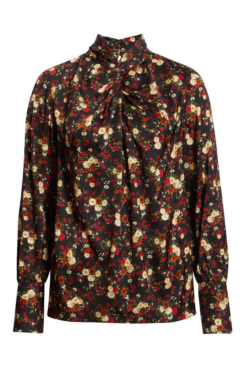 The Lola Stretch Silk Top, Alternate, color, LOVESTRUCK BLACK