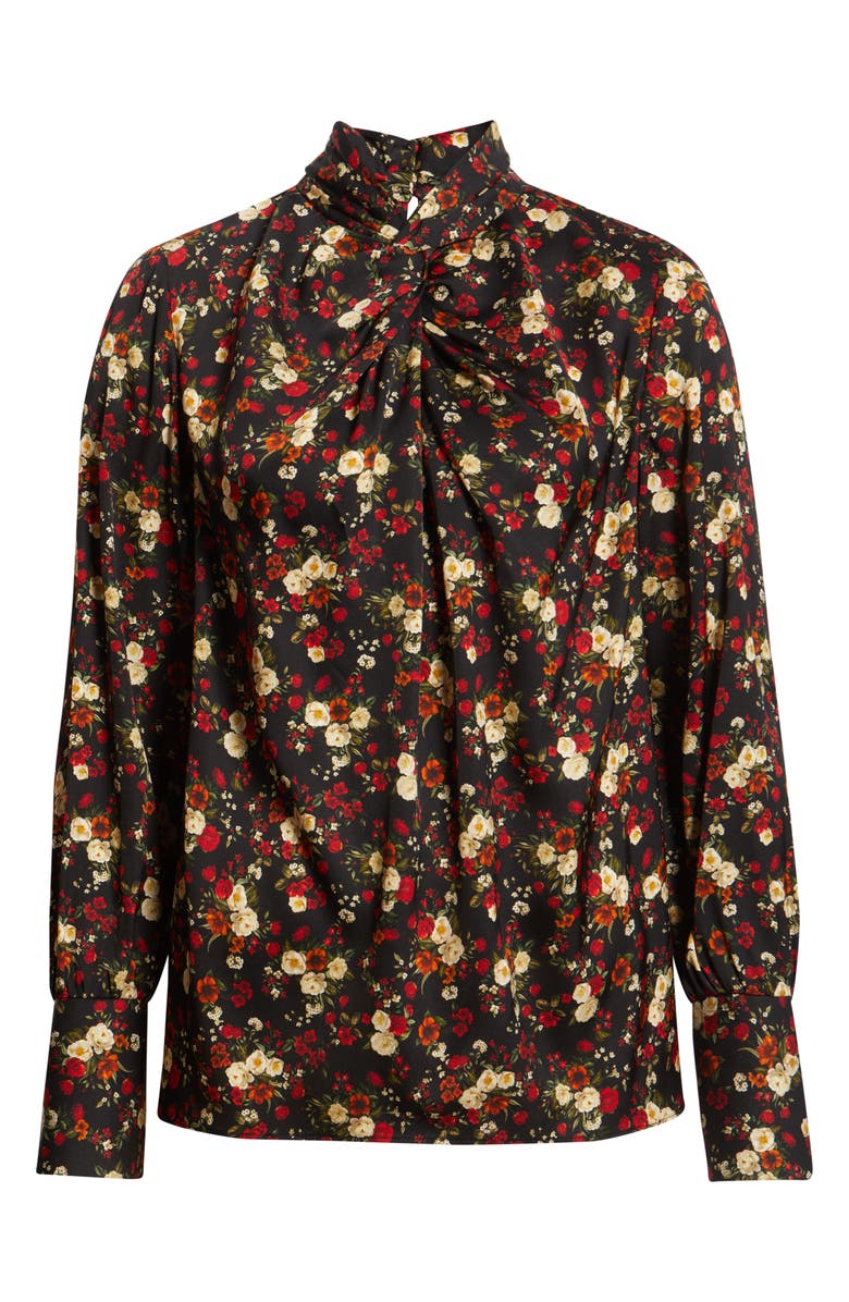 Elie Tahari The Lola Stretch Silk Top, Alternate, color, Lovestruck Black