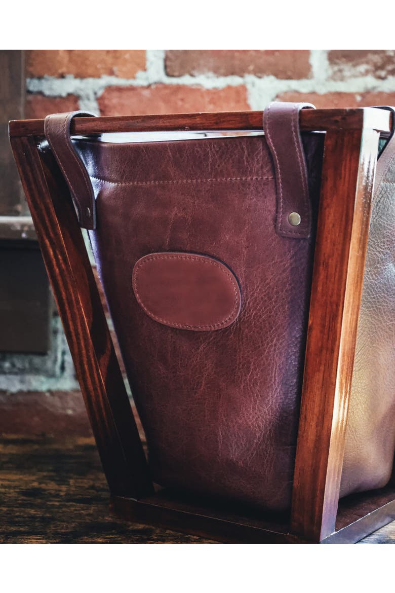 Winslow Leather Wastebasket, Alternate, color, Chocolate