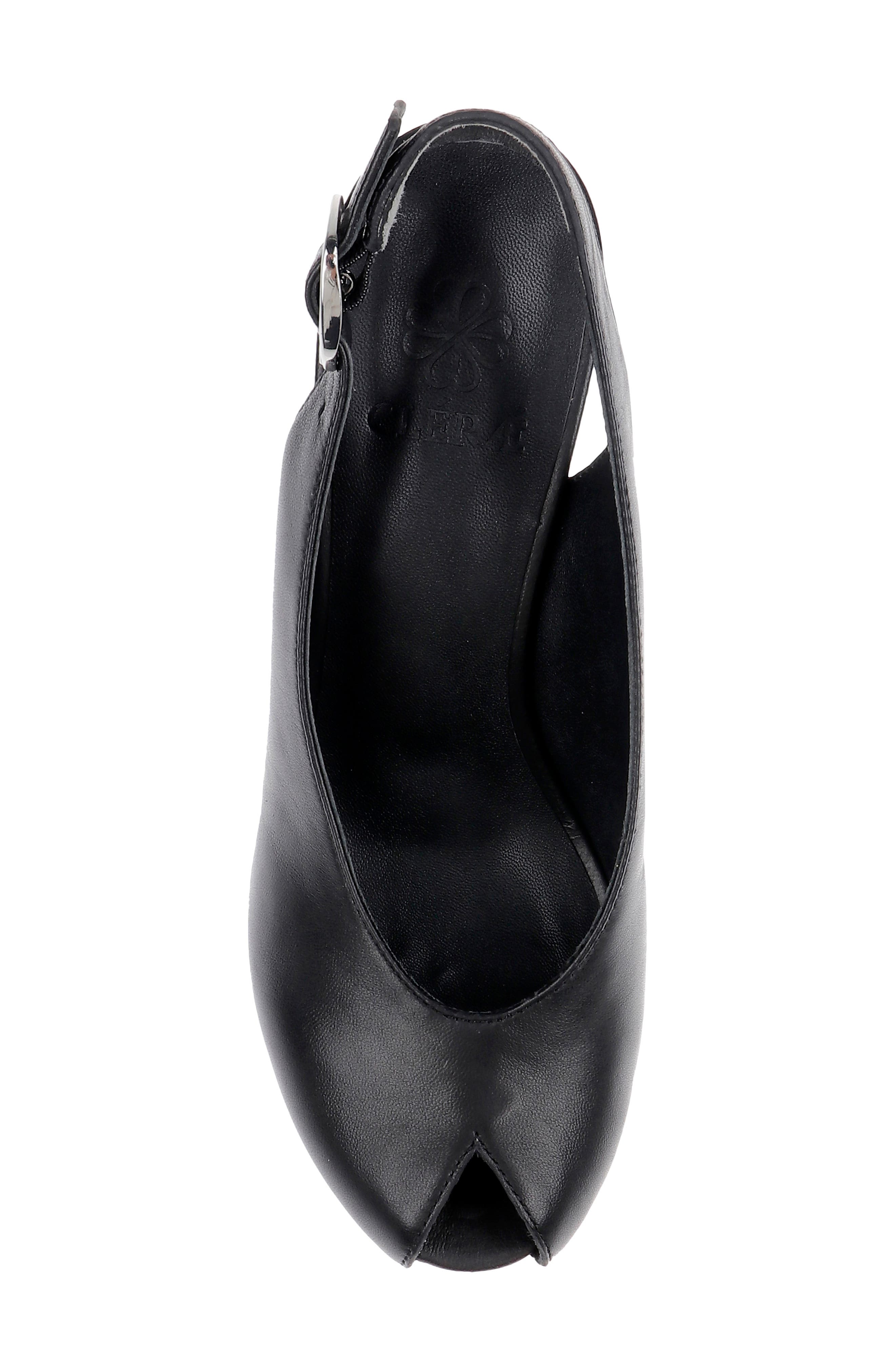 CLERAE Devi Slingback Platform Wedge Sandal, Alternate, color, Black Leather