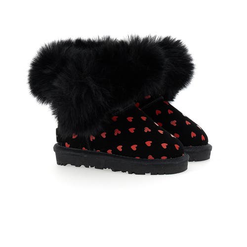 Master of Arts Heart Print Winter Boots in Black  product