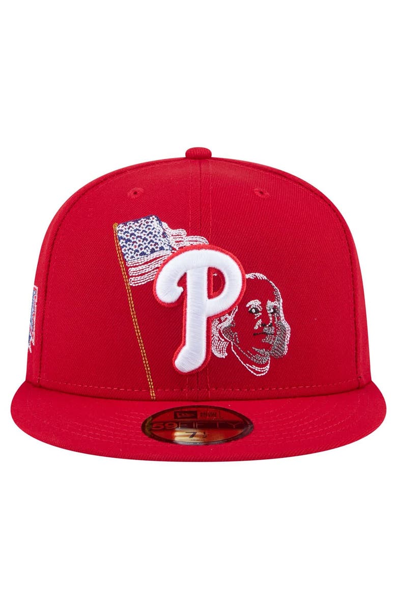 New Era Men's New Era Red Philadelphia Phillies State Stitch 59FIFTY Fitted Hat, Alternate, color, 