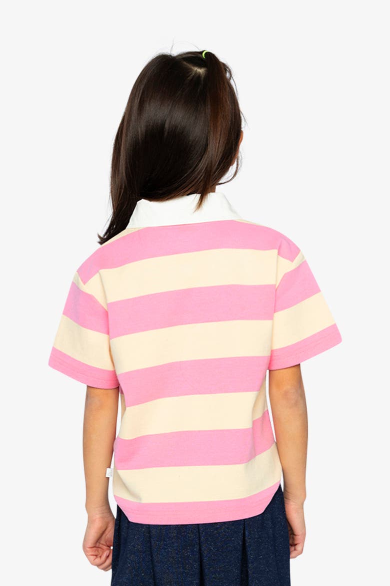 Casual Button Front Stripes Polo Top, Alternate, color, Pink and Beige Stripes