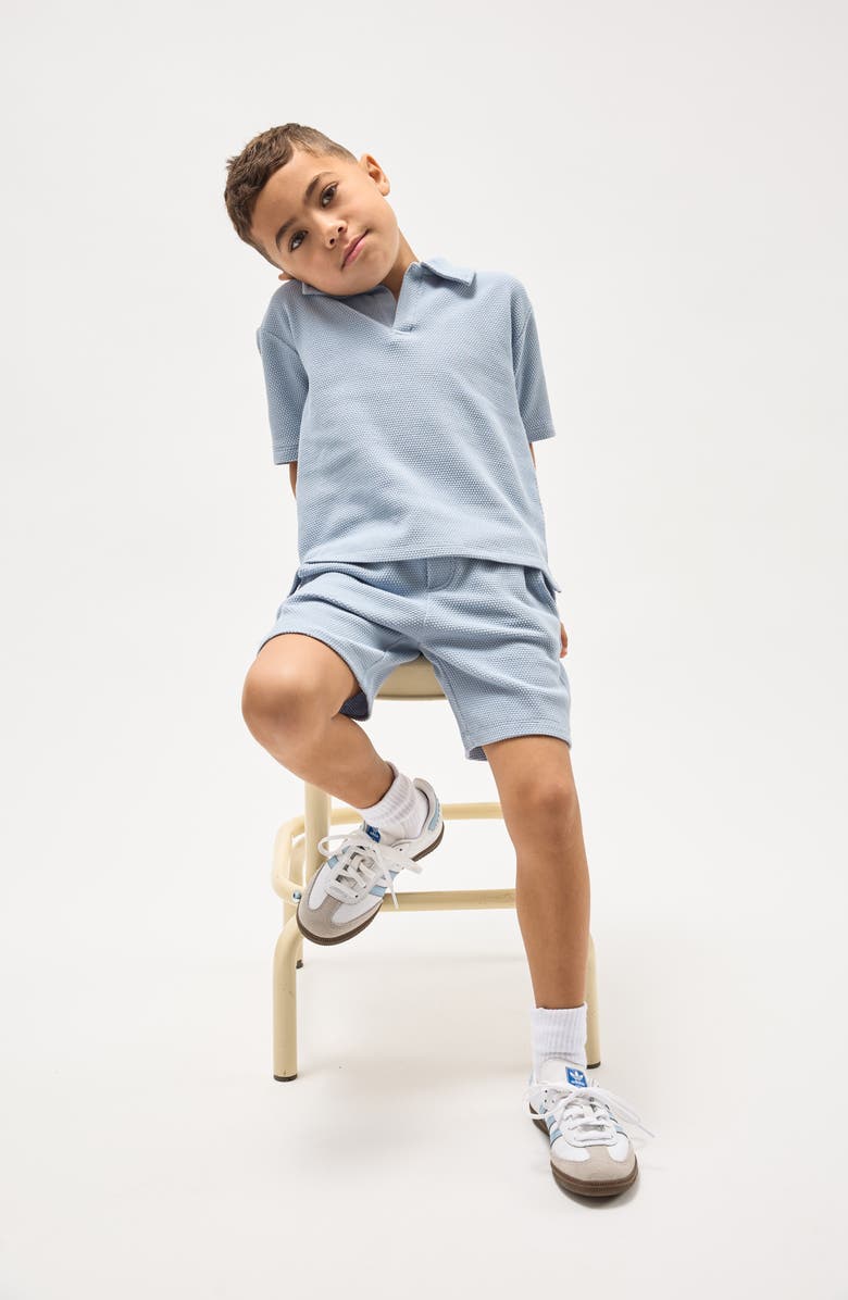 MILES THE LABEL Kids' Textured Polo, Alternate, color, Blue Dusty