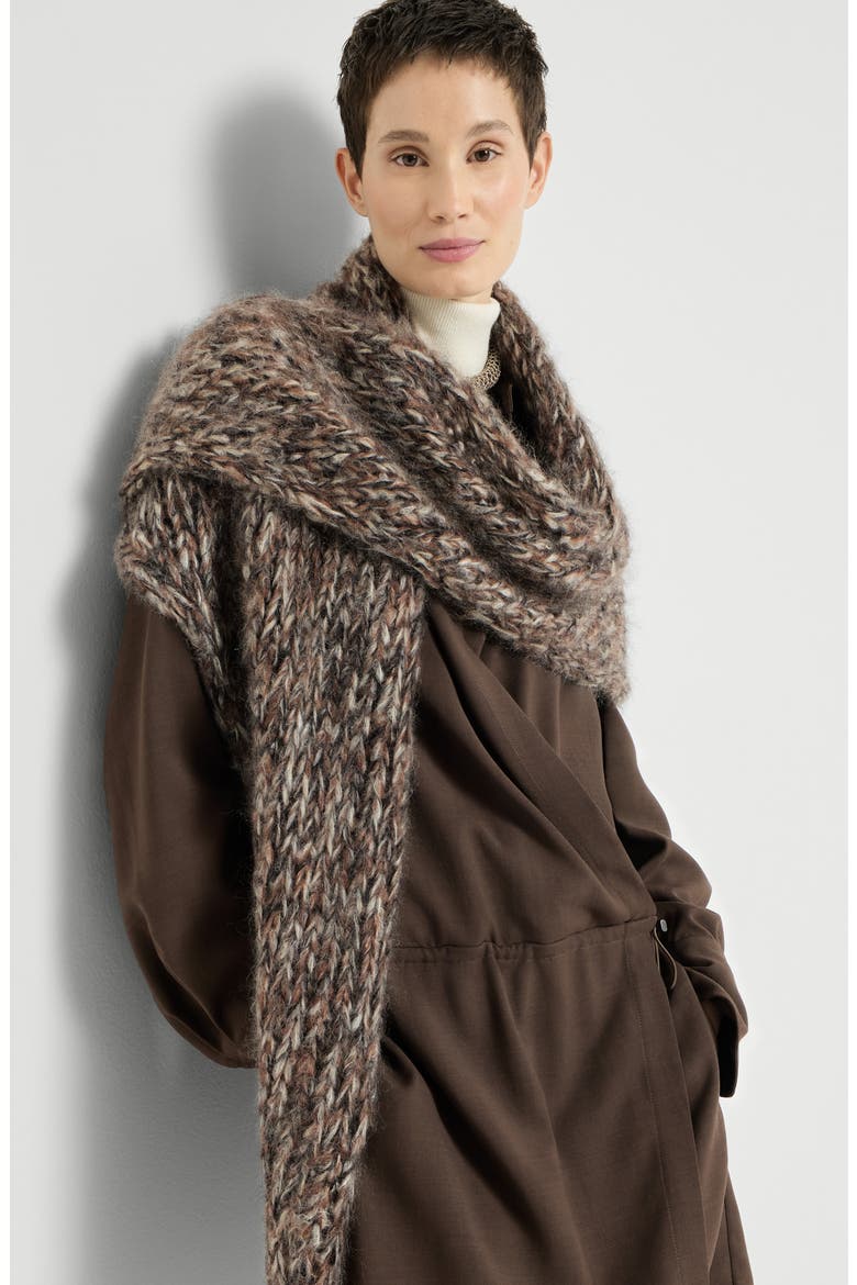 Mohair knit shawl, Alternate, color, Bark