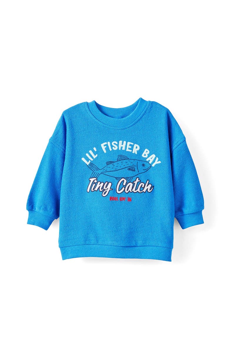Cotton On Kids Tyla Knit Sweatshirt, Main, color, Harbour Blue Lil  Fisher Bay