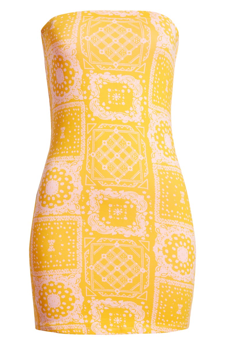 BP. Knit Tube Dress, Alternate, color, Orange- Pink Bandanamix