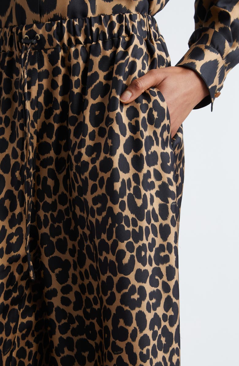 Max Mara Ghinea Leopard Print Silk Wide Leg Pants, Alternate, color,