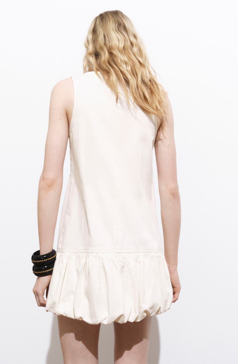 MANGO Puff Hem Sleeveless Denim Dress, Alternate, color, White