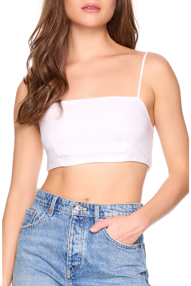 Tie Back Linen Crop Camisole, Main, color, SUGAR