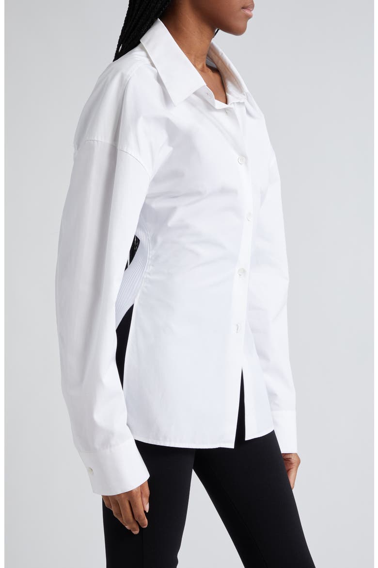 Mixed Media Button-Up Shirt, Alternate, color, WHITE