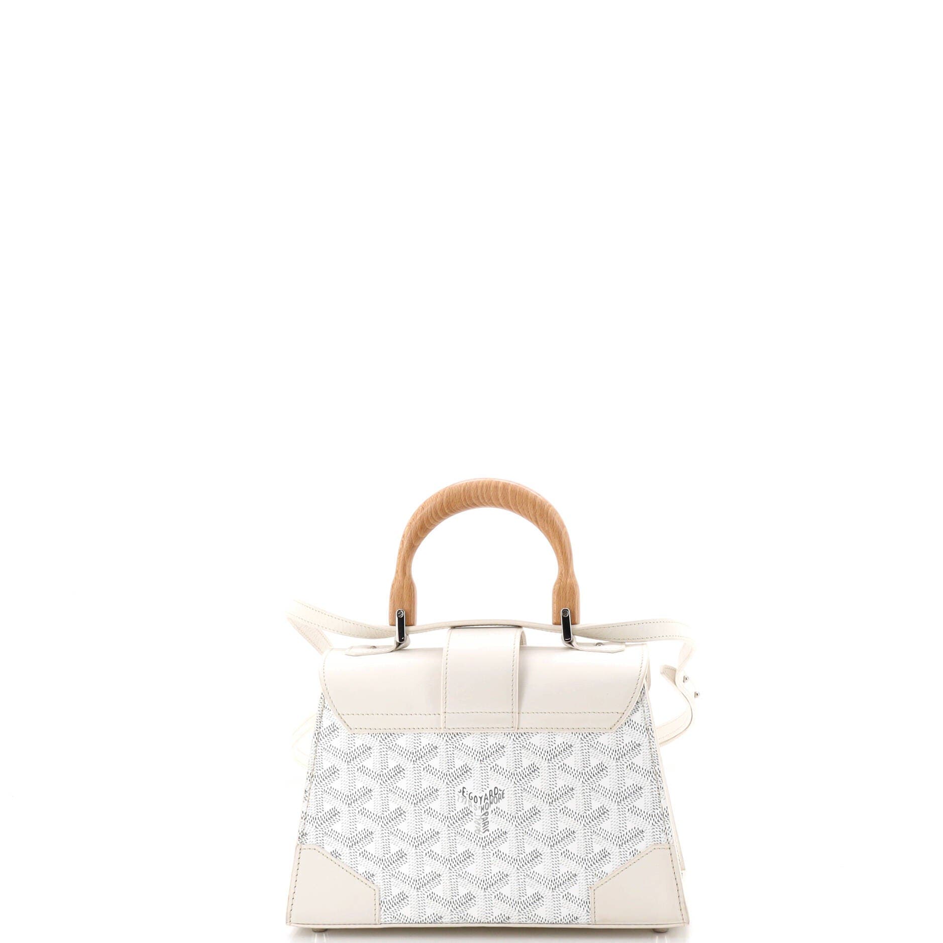 Structured Saigon Top Handle Bag Coated Canvas with Leather Mini, Alternate, color, White