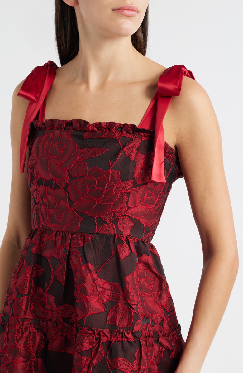 ZOE AND CLAIRE Floral Jacquard Sleeveless Dress, Alternate, color, Red