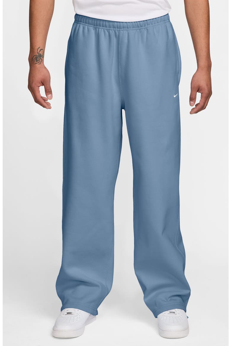 Solo Swoosh Open Hem Fleece Sweatpants, Main, color, WORK BLUE/ WHITE
