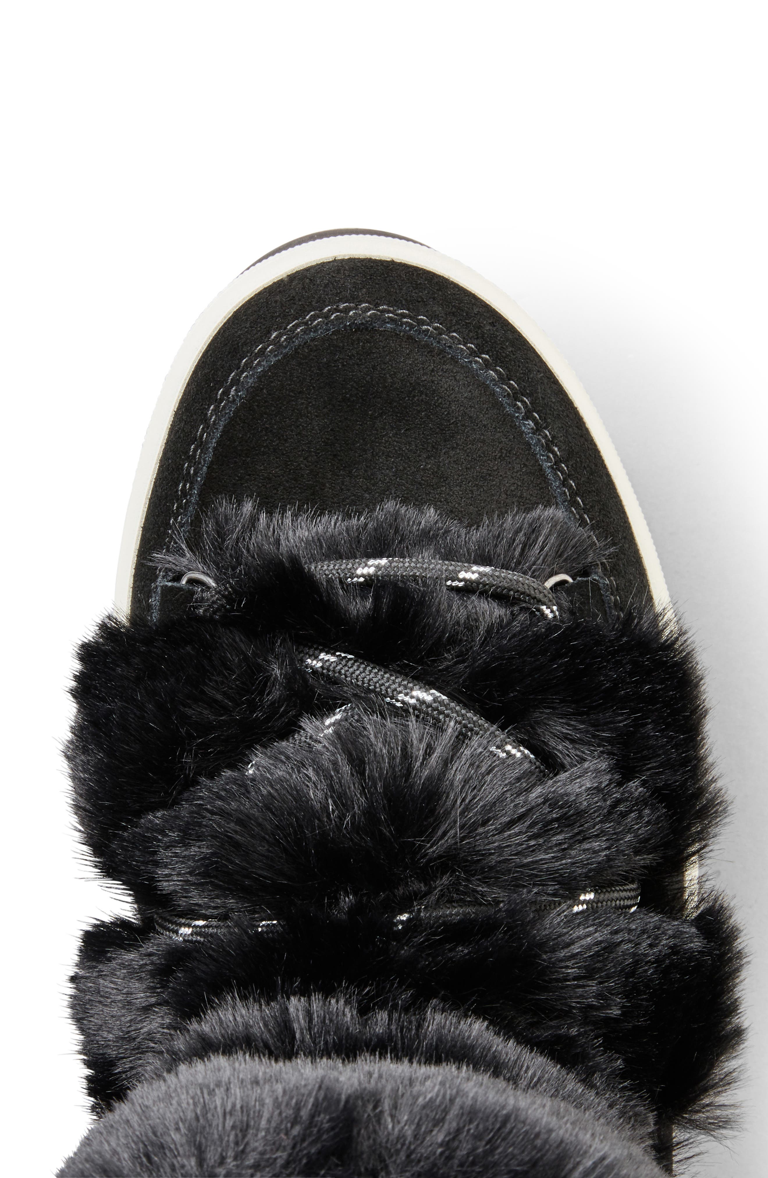 Vanity Faux Fur Trim Waterproof Bootie, Alternate, color, BLACK ALL OVER