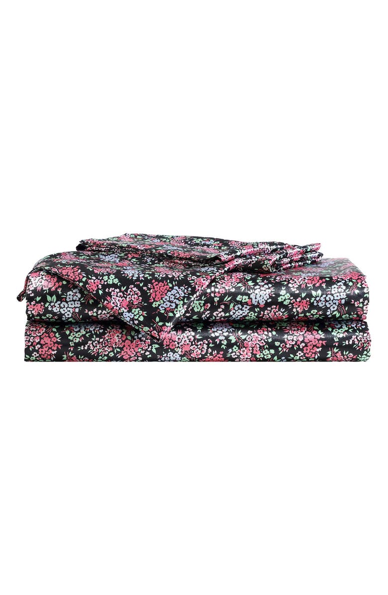 Betsey Johnson Confetti Floral Sheet Set, Main, color, Bright Pink