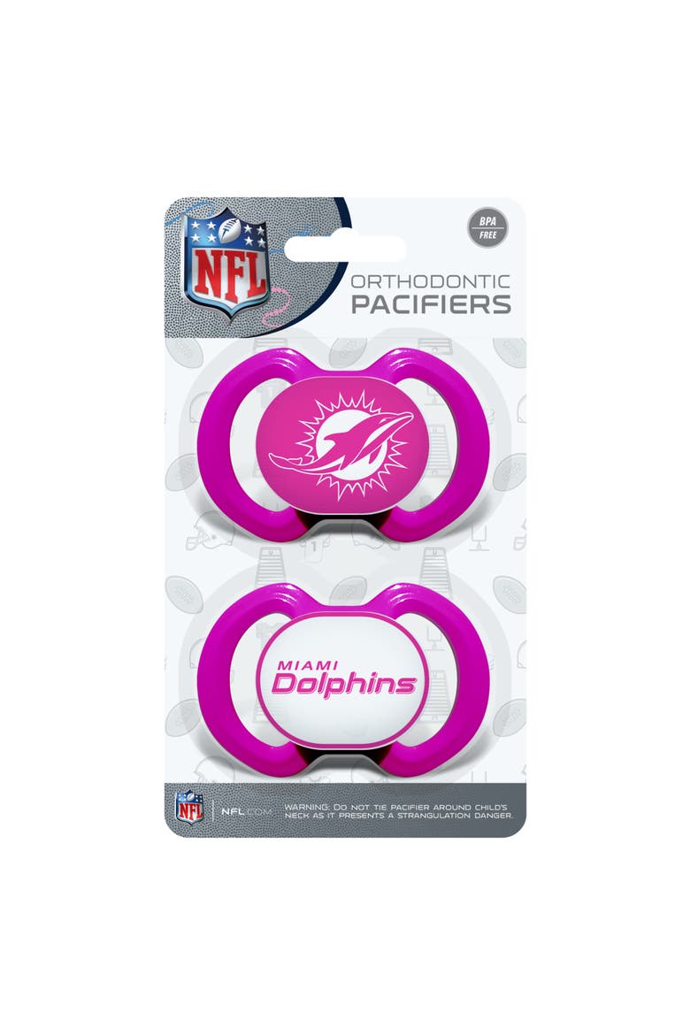 Miami Dolphins Pink Pacifier 2-Pack, Alternate, color, Multicolor