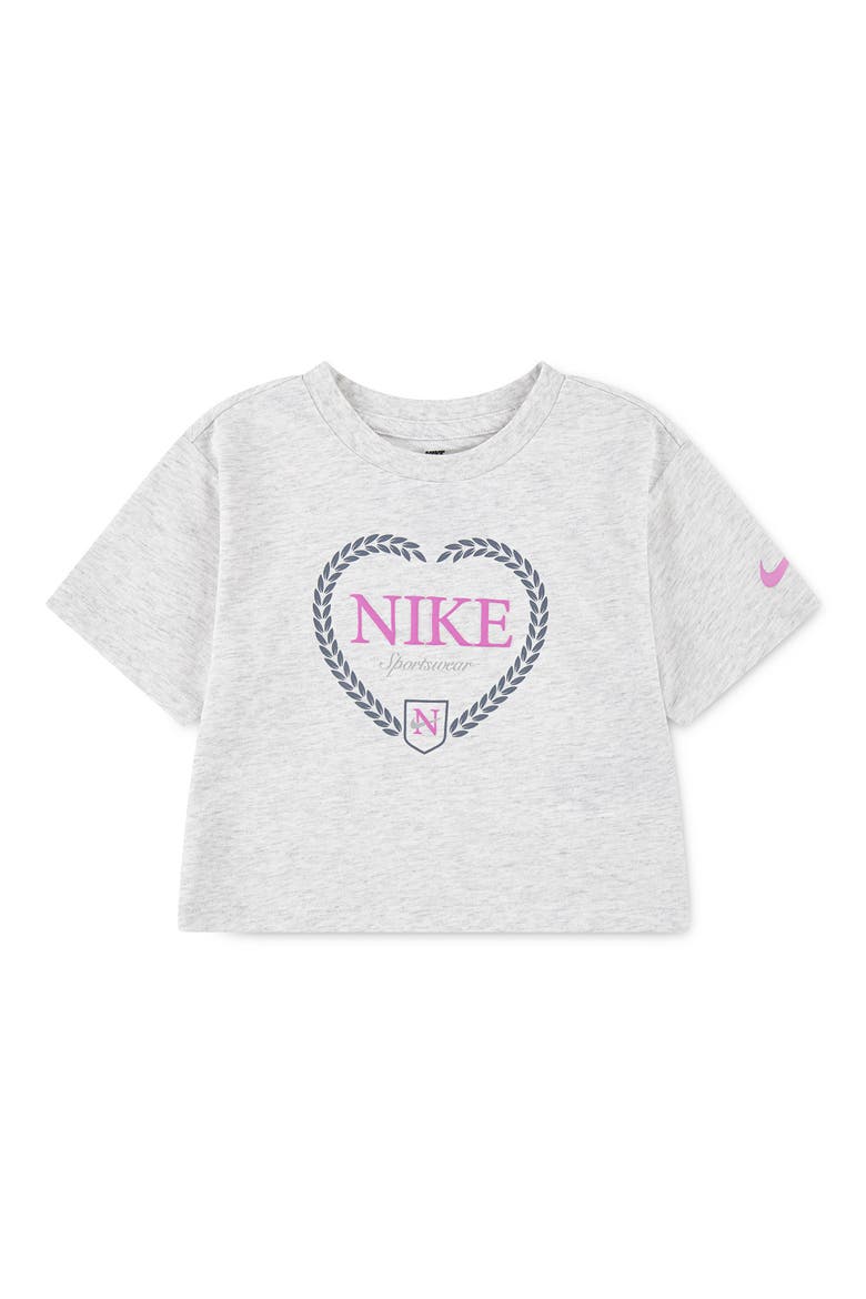 Kids' Game Swoosh Match Boxy Graphic T-Shirt, Main, color, BIRCH HEATHER