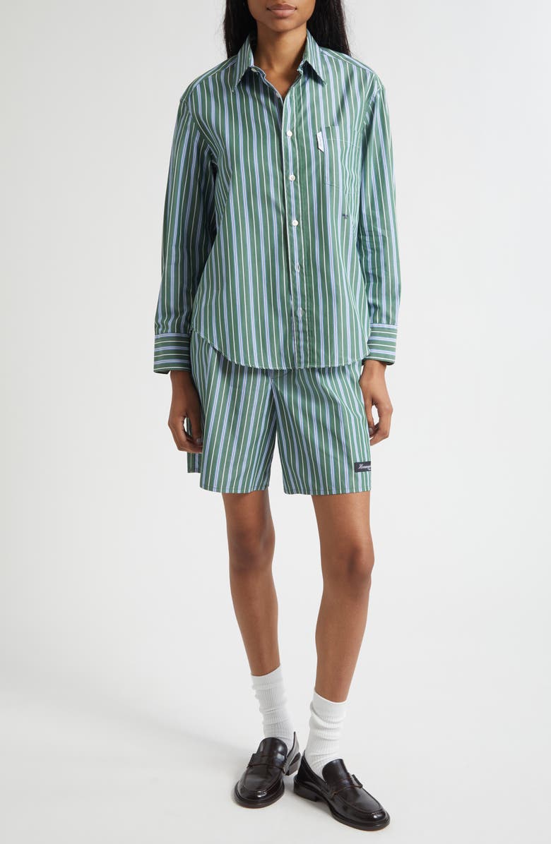 Hommegirls Stripe Oxford Button-Up Shirt, Alternate, color, Green Porto Stripe