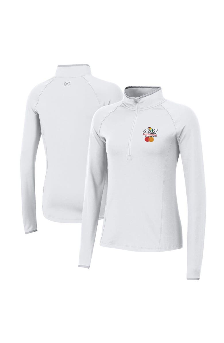 Under Armour Women's Under Armour  White Arnold Palmer Invitational T2 Green Quarter-Zip Pullover Top, Main, color, White