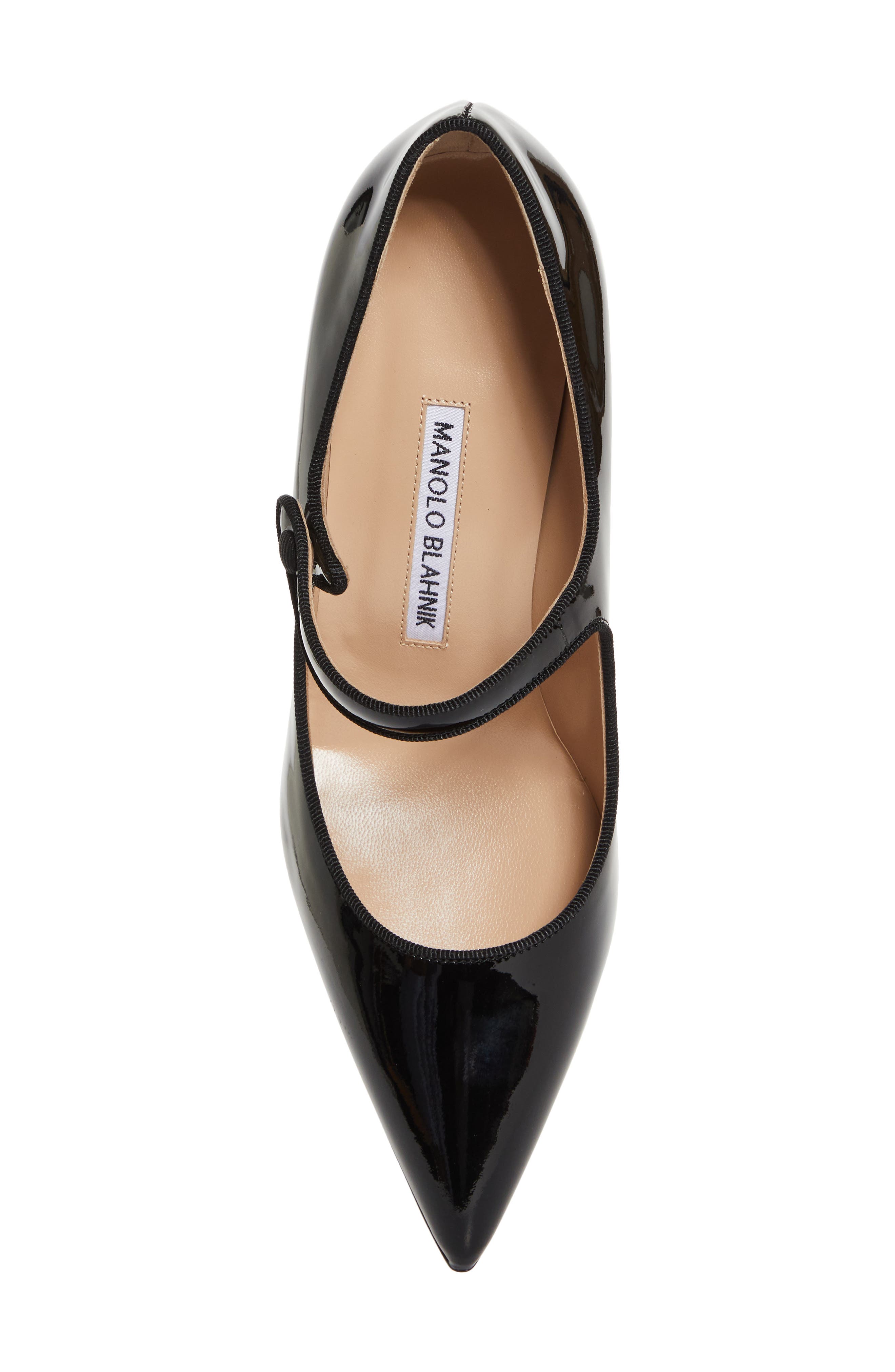 Manolo Blahnik Camparinew Pointed Toe Mary Jane Pump, Alternate, color, Black