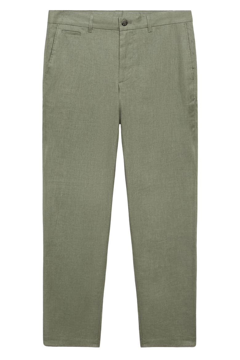 Slim Fit Flat Front Linen Pants, Alternate, color, GREEN