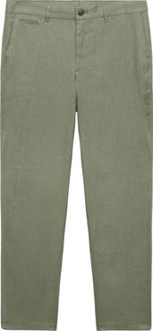 MANGO Slim Fit Flat Front Linen Pants