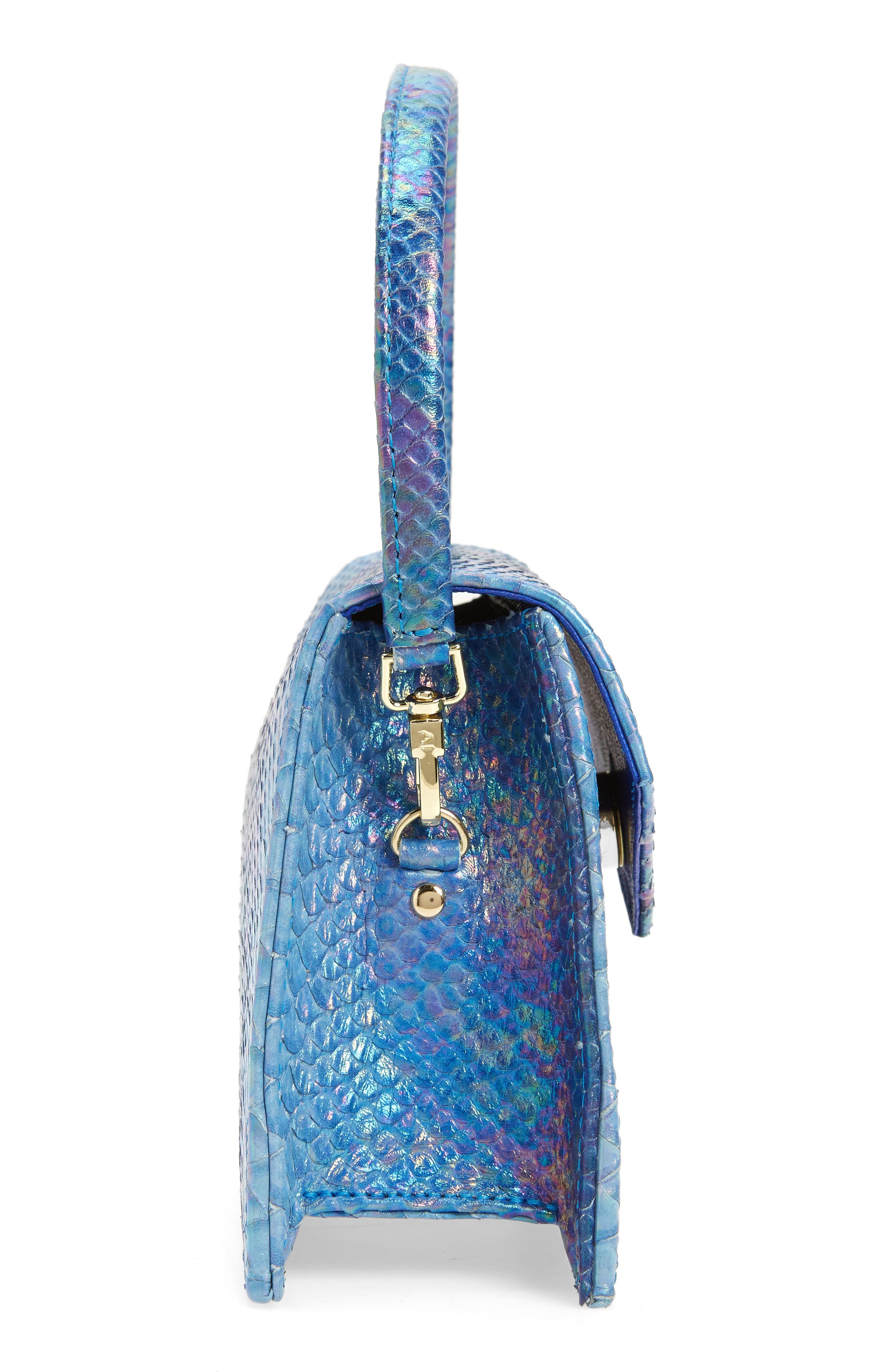 Anima Iris The Zaza Croc Embossed Leather Top Handle Bag, Alternate, color, 