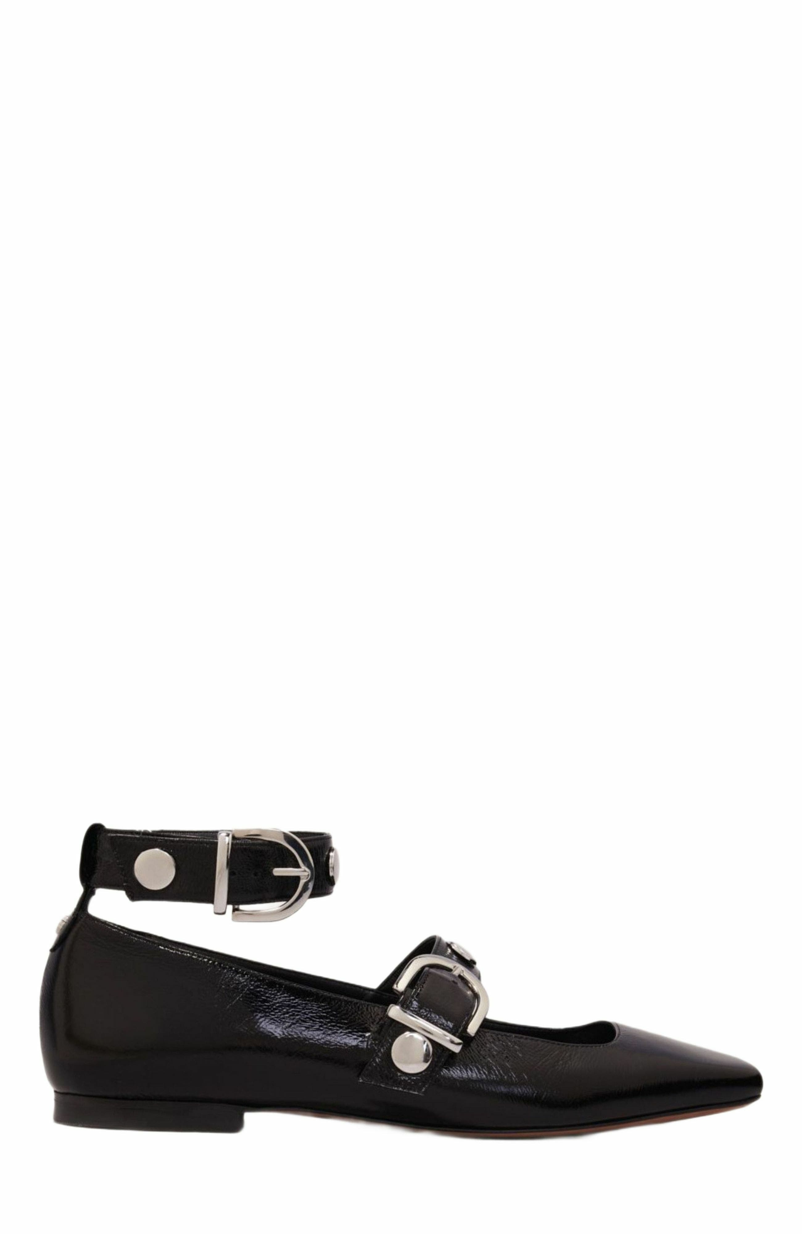 maje Studded leather Mary Jane flats, Main, color, 