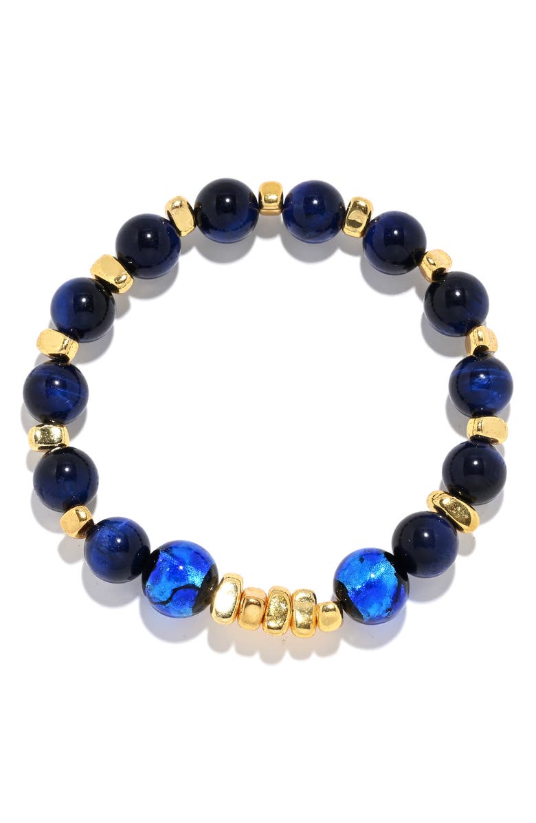 EYE CANDY LOS ANGELES Leo Beaded Stretch Bracelet, Alternate, color, Blue