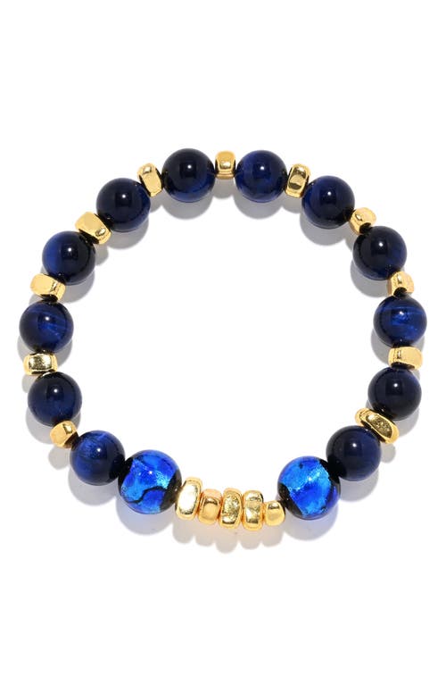 Eye Candy Los Angeles Leo Beaded Stretch Bracelet In Blue