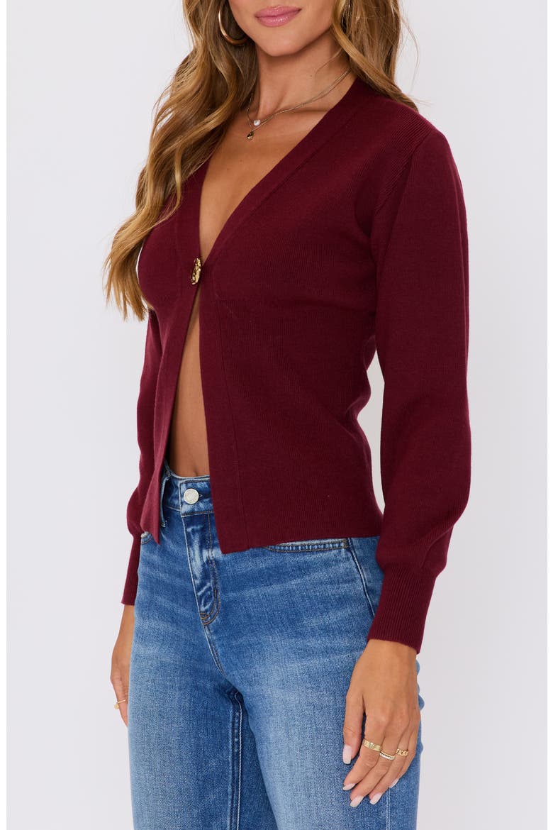 Sonoma Hammered Button Statement Cardigan, Alternate, color, WINE