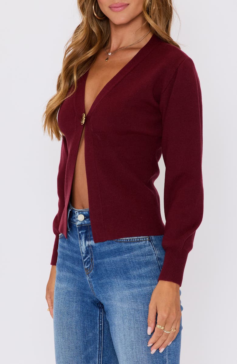 VICI Collection Sonoma Hammered Button Statement Cardigan, Alternate, color, Wine