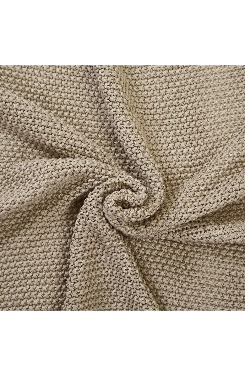 Modern Threads Cable Knit Seed Stitch Pompom Throw - Sand, Alternate, color, 