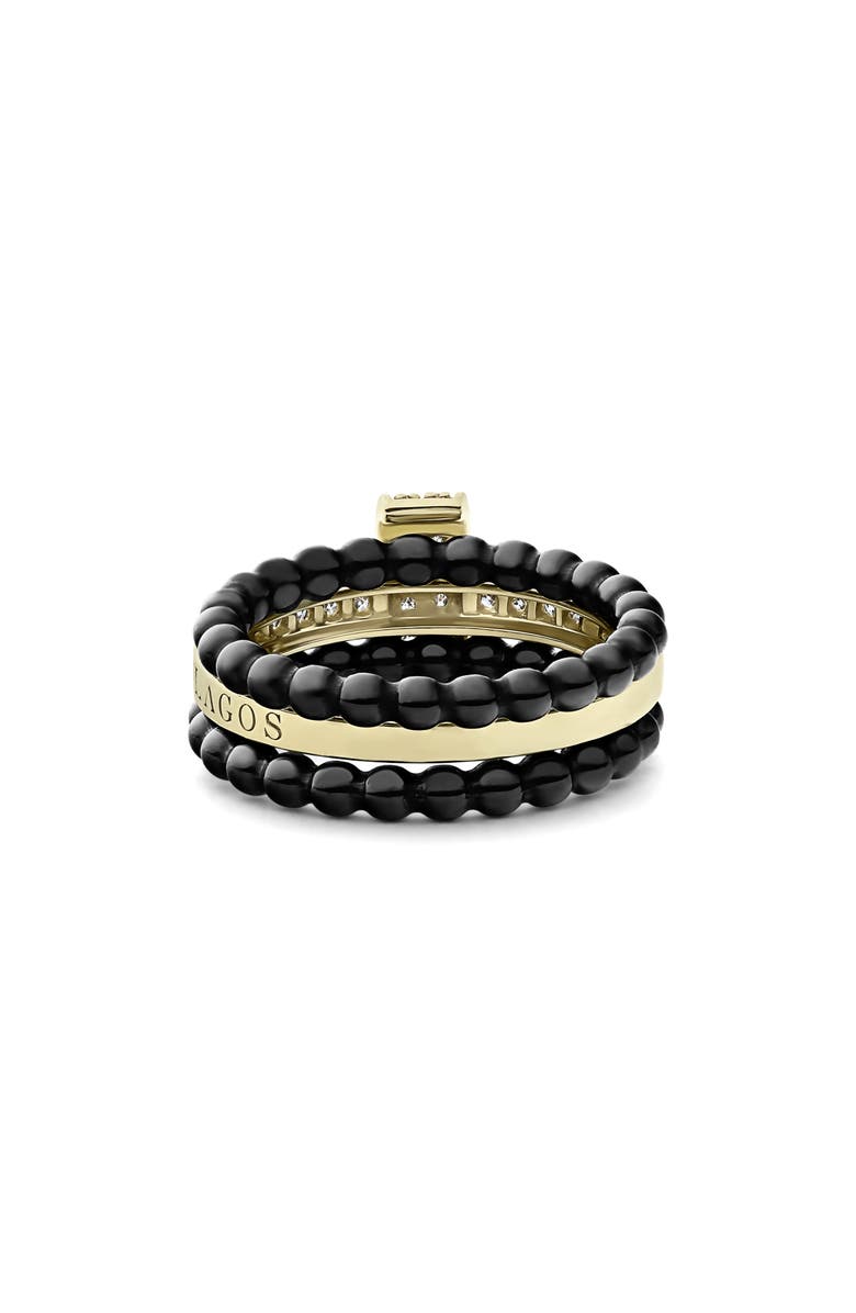 LAGOS Meridian Diamond & Ceramic Stacking Ring Set, Alternate, color, Gold/ Black